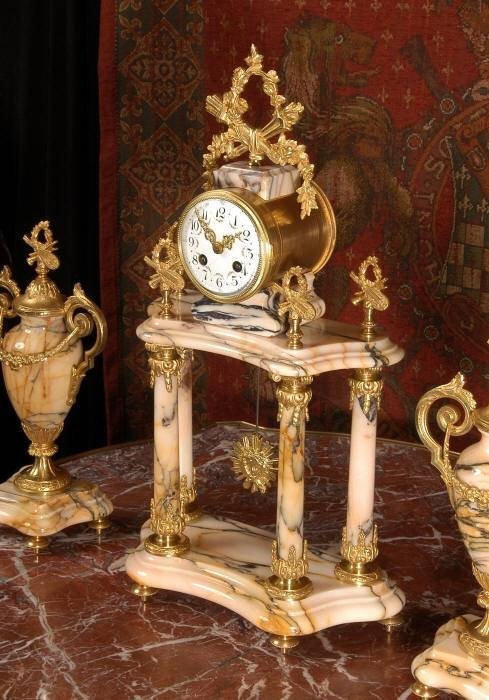 fig 3. Large Marble and Ormolu Clock Set French - Circa 1890